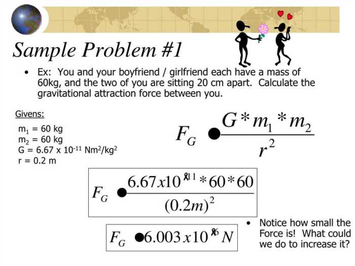 Law of universal gravitation worksheet