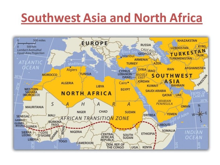 North africa and southwest asia map labeled