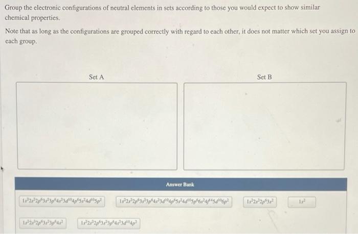 Show solved transcribed text configurations electronic following group